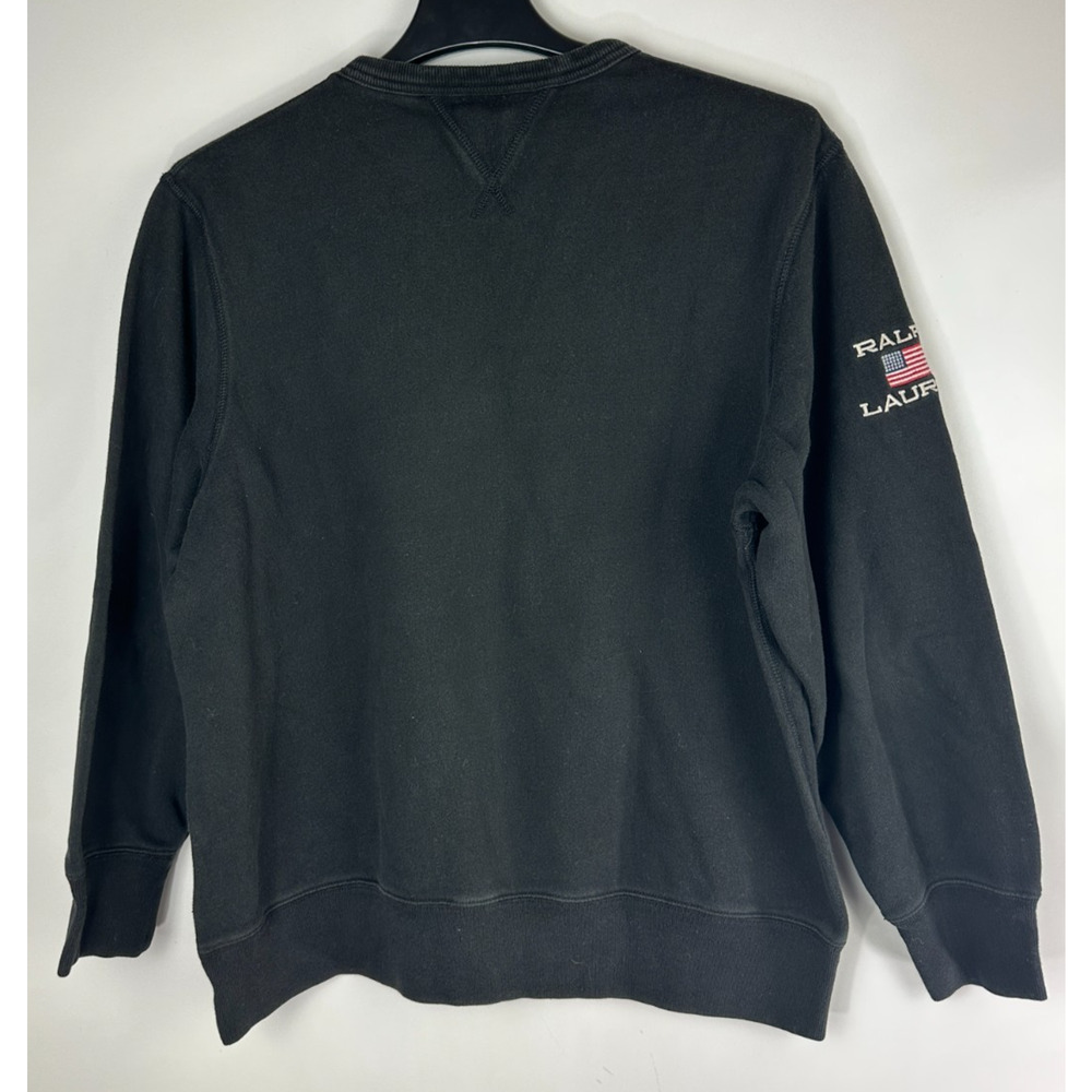 Vtg Y2k Polo Jeans Co Ralph Lauren Sweatshirt Large Black USA Flag Patch 1967 - Picture 10 of 12